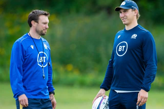 Jamie Ritchie at training with interim Scotland head coach Mike Blair. Picture: Paul Devlin/SNS