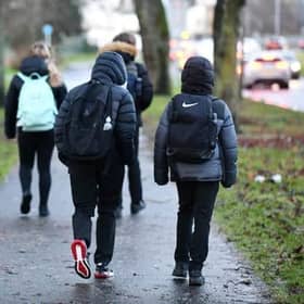 Pupils making their way to school Picture: Michael Gillen