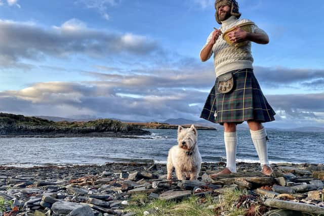 Coinneach MacLeod, a hit on TikTok as The Hebridean Baker, here with his trusty sidekick Seoras the West Highland Terrier, is working on a cookbook which will be published in September by Black & White Publishing.