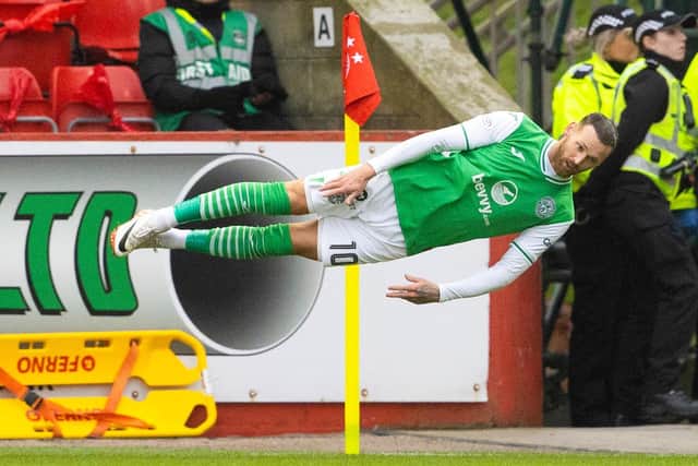 Martin Boyle's diving celebration caught the eye as Hibs drew 2-2 with Aberdeen at Pittodrie.