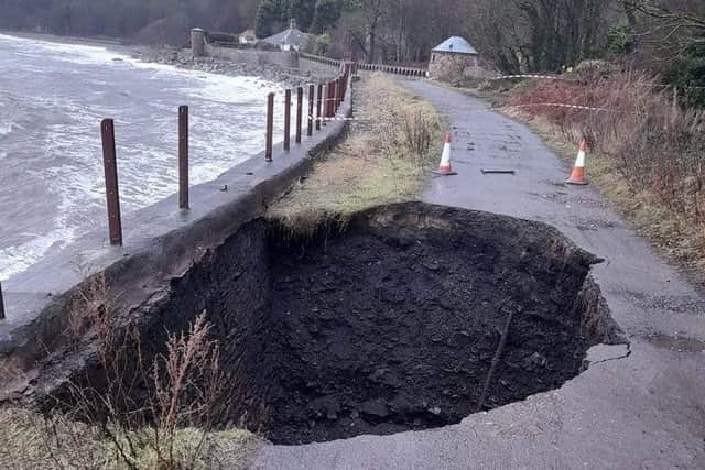 A large hole that appeared on the Fife Coastal Path between Dysart and West Wemyss, but has since been repaired. Picture: Fife Jammer Locations