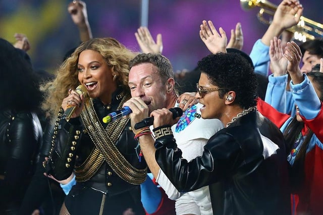 The most-watched Super Bowl half-time show of all time was headlined by Coldplay. The 2016 show saw Chris Martin joined onstage by Beyonce and Bruno Mars and has had an enormous 267 million views on YouTube.