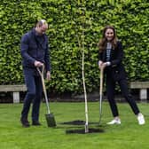 Prince William and Kate plant the first tree for the St Andrews Forest, one of the key initiatives in St Andrews University’s action plan to become carbon neutral by 2035 (Picture: Andy Buchanan/PA)