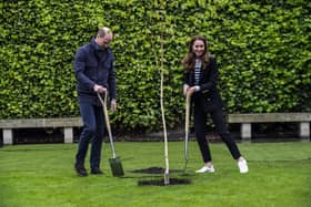 Prince William and Kate plant the first tree for the St Andrews Forest, one of the key initiatives in St Andrews University’s action plan to become carbon neutral by 2035 (Picture: Andy Buchanan/PA)