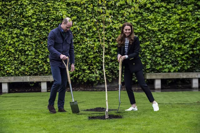 Prince William and Kate plant the first tree for the St Andrews Forest, one of the key initiatives in St Andrews University’s action plan to become carbon neutral by 2035 (Picture: Andy Buchanan/PA)