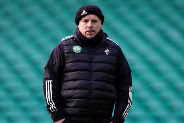 Celtic manager Neil Lennon takes training at Celtic Park ahead of the Europa League fixture against Sparta Prague (Photo by Craig Williamson / SNS Group)