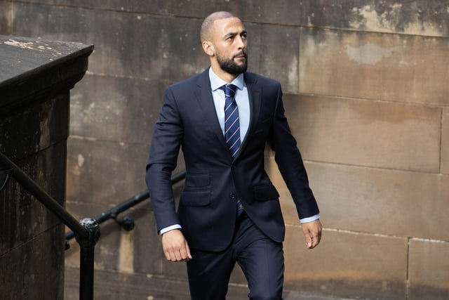 Rangers striker Kemar Roofe arrives at the funeral of Rangers kitman Jimmy Bell at Wellington Church, Glasgow