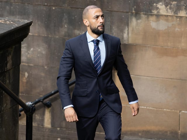 Rangers striker Kemar Roofe arrives at the funeral of Rangers kitman Jimmy Bell at Wellington Church, Glasgow