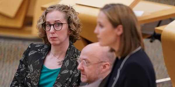 Scottish Green party co-leader Lorna Slater listens as SNP net-zero secretary Mairi McAllan ditches the Scottish Government's 2030 emissions reduction target. Picture: Andrew Milligan/PA