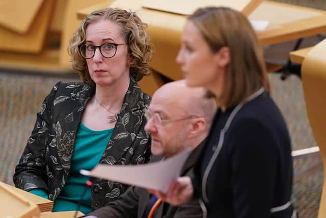 Scottish Green party co-leader Lorna Slater listens as SNP net-zero secretary Mairi McAllan ditches the Scottish Government's 2030 emissions reduction target. Picture: Andrew Milligan/PA