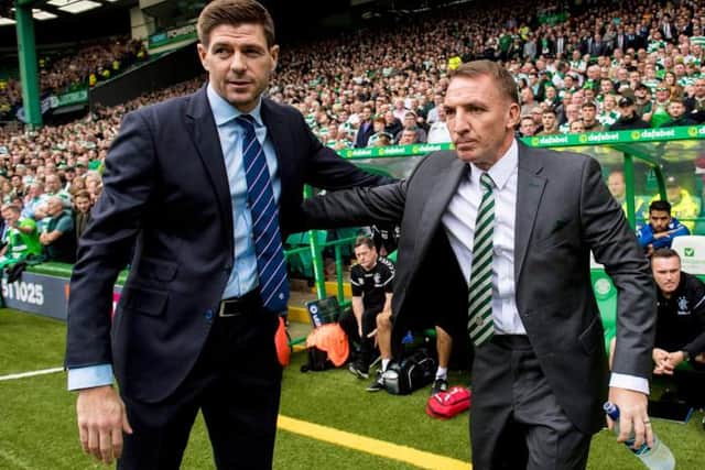 Steven Gerrard with then Celtic manager Brendan Rodgers before his first Old Firm game in charge of Rangers in September 2018. (Photo by Alan Harvey/SNS Group).