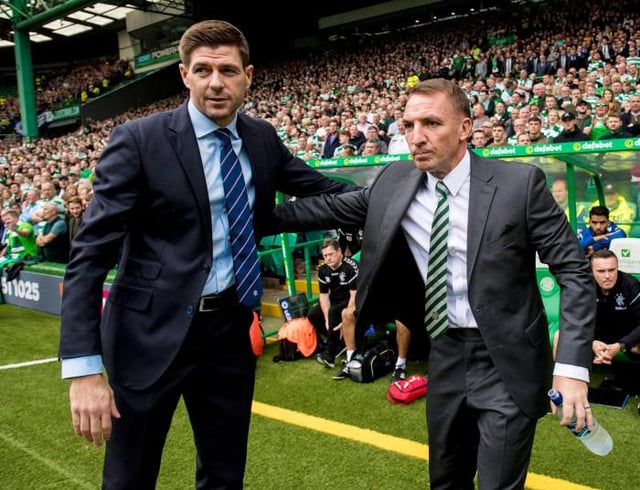 Steven Gerrard with then Celtic manager Brendan Rodgers before his first Old Firm game in charge of Rangers in September 2018. (Photo by Alan Harvey/SNS Group).