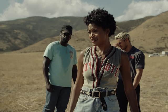 Left to right: Daniel Kaluuya, Keke Palmer, and Brandon Perea in Nope PIC: Universal