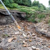 The flood-damaged track at Polmont. Picture: Network Rail.