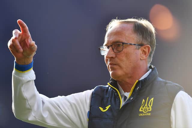 Ukraine head coach Oleksandr Petrakov during his team's 3-1 win over Scotland at Hampden. (Photo by Mark Runnacles/Getty Images)