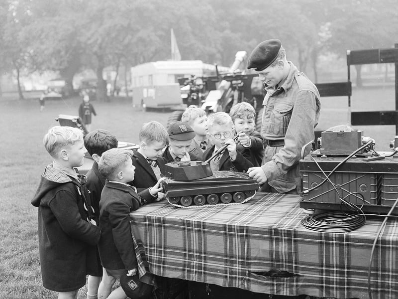 This picture shows another army event - this time in September 1962 - when the 40th Regiment Royal Artillery were recruiting. A group of schoolboys are seen showing a keen interest in a self-propelled gun.