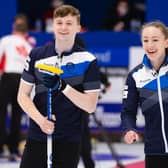 All smiles for Jennifer Dodds and Bruce Mouat at the World Mixed Doubles Championship in Aberdeen. Picture: Celine Stucki/WCF