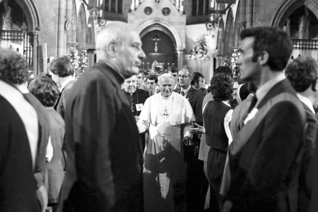 Pope John Paul II in St Mary's Cathedral, in Edinburgh, during the Papal visit to Scotland.