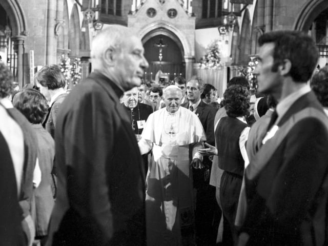 Pope John Paul II in St Mary's Cathedral, in Edinburgh, during the Papal visit to Scotland.