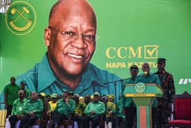 The late president of Tanzania, John Magufuli, at the official launch of his party's campaign for the October 2020 general election before his death, officially from heart disease, but rumoured to have been Covid-related (Picture: Ericky Boniphace/AFP via Getty Images)