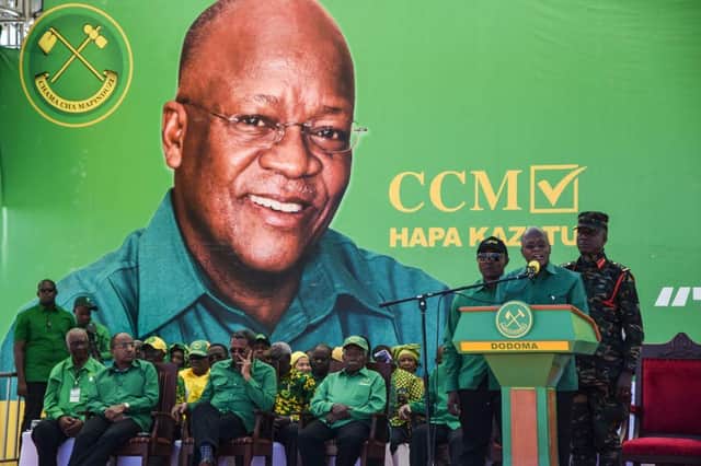 The late president of Tanzania, John Magufuli, at the official launch of his party's campaign for the October 2020 general election before his death, officially from heart disease, but rumoured to have been Covid-related (Picture: Ericky Boniphace/AFP via Getty Images)