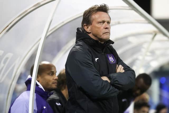 Anderlecht's head coach Frank Vercauteren pictured during a friendly soccer game between Belgian team RSC Anderlecht and Scottish Livingston F.C., Saturday 11 January 2020 in San Pedro Del Pinatar, Spain, at their winter training camps. B(Photo by VIRGINIE LEFOUR/BELGA MAG/AFP via Getty Images)