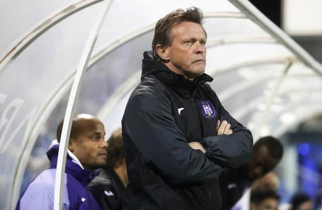 Anderlecht's head coach Frank Vercauteren pictured during a friendly soccer game between Belgian team RSC Anderlecht and Scottish Livingston F.C., Saturday 11 January 2020 in San Pedro Del Pinatar, Spain, at their winter training camps. B(Photo by VIRGINIE LEFOUR/BELGA MAG/AFP via Getty Images)