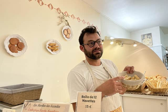 Les Navettes des Accoules, a bakery in Marseille that sell authentic navettes, a sweet biscuit delicacy. Pic: Rebecca Black/PA.