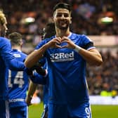Rangers striker Antonio Colak celebrates his first of two goals in the 4-1 win over Hibs at Easter Road. (Photo by Paul Devlin / SNS Group)
