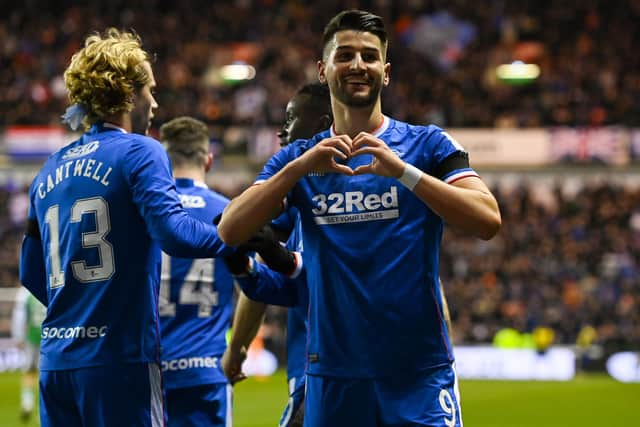 Rangers striker Antonio Colak celebrates his first of two goals in the 4-1 win over Hibs at Easter Road. (Photo by Paul Devlin / SNS Group)