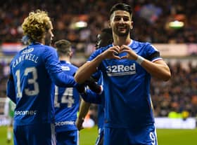 Rangers striker Antonio Colak celebrates his first of two goals in the 4-1 win over Hibs at Easter Road. (Photo by Paul Devlin / SNS Group)