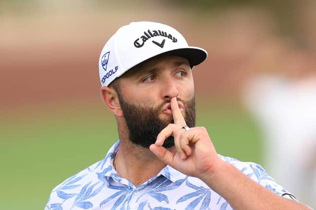 Jon Rahm gestures to the crowd during the DP World Tour Championship at Jumeirah Golf Estates in Dubai in November. The Spaniard has subsequently signed for LIV Golf for a whopping $476 million. Picture: Andrew Redington/Getty Images.