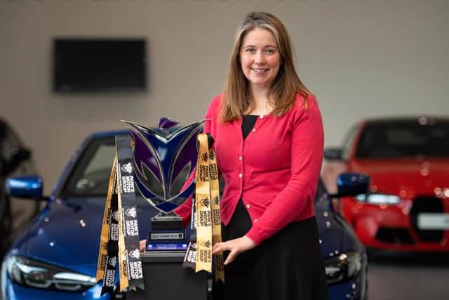 Scottish Women's Football CEO Aileen Campbell at Park’s Motor Group as the company is revealed as the sponsor of the Scottish Women’s Premier League. (Photo by Ross MacDonald / SNS Group)