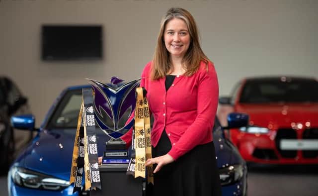 Scottish Women's Football CEO Aileen Campbell at Park’s Motor Group as the company is revealed as the sponsor of the Scottish Women’s Premier League. (Photo by Ross MacDonald / SNS Group)