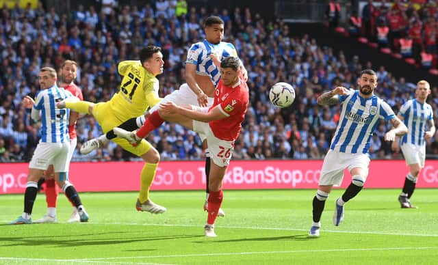 Former Aberdeen defender Scott McKenna in action during Nottingham Forest's win over Huddersfield Town in the Championship Play-Off final at Wembley. (Photo by Mike Hewitt/Getty Images)