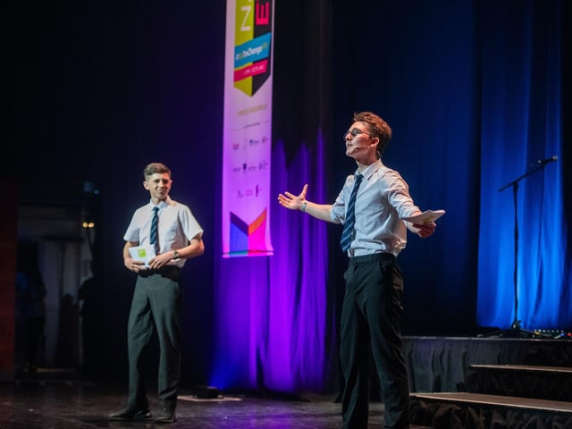 Hosts of YPI National Event 2025, Sonni and Cory from St John’s RC High School in Dundee