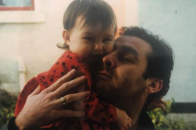 The young Clare with her dad Andy Gray