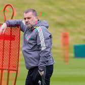 Ange Postecoglou takes a breather during Celtic's training session ahead of the match against Hibs on Wednesday.