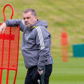 Ange Postecoglou takes a breather during Celtic's training session ahead of the match against Hibs on Wednesday.