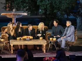 Friends star Jennifer Aniston, Courteney Cox, Lisa Kudrow, Matt LeBlanc, Matthew Perry and David Schwimmer reunited for a one-off special.