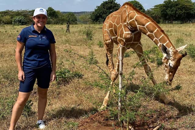 Aberdonian Michele Thomson grabbed the chance to be pictured with some of the wildlife roaming the course at Vipingo Ridge before teeing off in this week's Magical Kenya Ladies Open. Picture: Michele Thomson