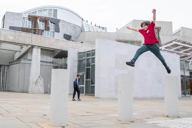 Alexei Riley, 10 does Parkour outside Holyrood.