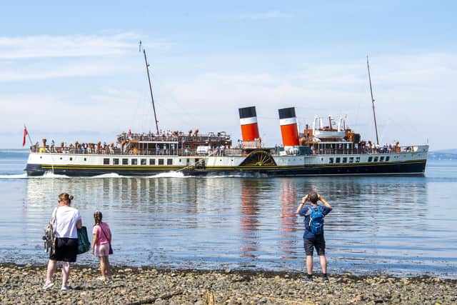 Waverley sets sail from Largs with the first passenger cruise since last September. Picture: Lisa Ferguson