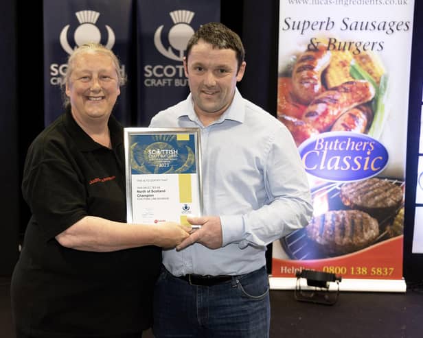 Judith Johnston, sponsor Lucas Ingredients with Gary Chalmers from Presly & Co (Pic: Graeme Hart)