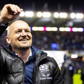Scotland head coach Gregor Townsend is all smiles after the win over England at Murrayfield.