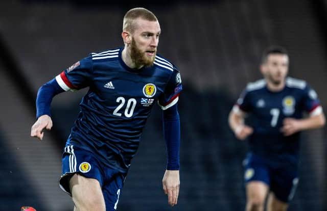 Scotland's Oli McBurnie during a World Cup qualifier between Scotland and the Faroe Islands at Hampden Park, on March 31, 2021, in Glasgow, Scotland. (Photo by Craig Williamson / SNS Group)