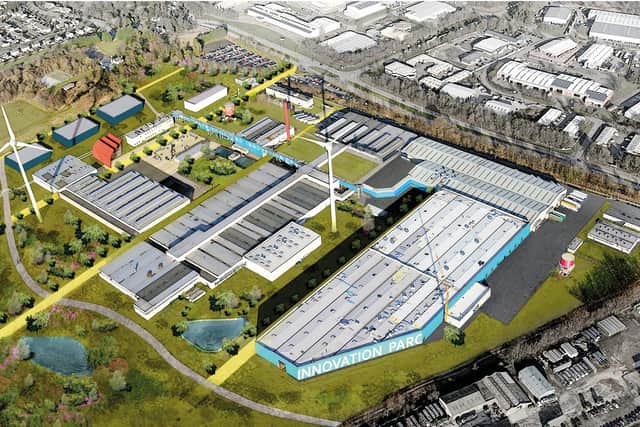 The Dundee tyre factory is due to close with the site being transformed into an innovation centre. The hope is that hundreds of jobs can be created as a result. Image: 7N Architects