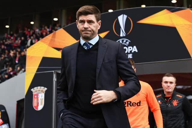 Rangers Manager Steven Gerrard during the Europa League Round of 32, 2nd Leg,  match between S.C Braga and Rangers at Estadio Municipal de Braga on February 26, 2020 in Braga, Portugal. (Photo by Alan Harvey / SNS Group)