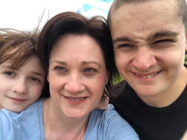 Suzanne with her children, Callum and Emma.