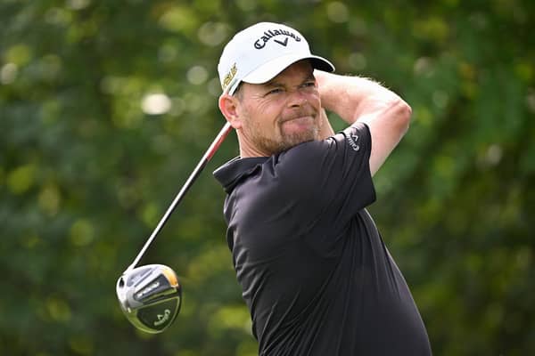 MADRID, SPAIN - OCTOBER 07: David Drysdale of Scotland tees off on the 15th hole during Day Two of the acciona Open de Espana presented by Madrid at Club de Campo Villa de Madrid on October 07, 2022 in Madrid, Spain. (Photo by Stuart Franklin/Getty Images)